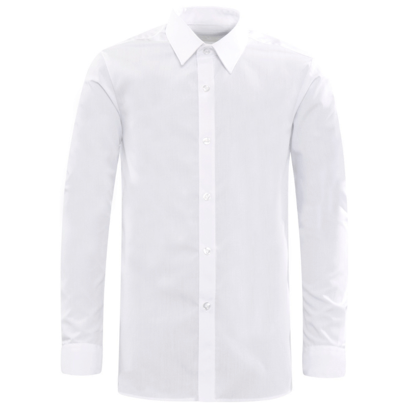 White Luxe Cotton Rich Long Sleeve Shirt - W (17.5)