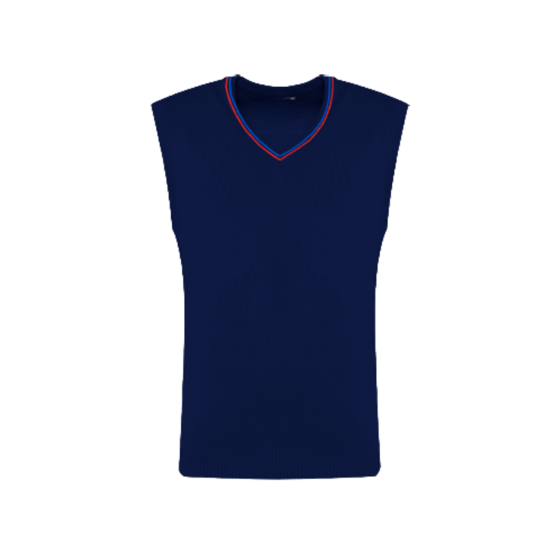 Navy Blue Red V-Neck Vest (26)