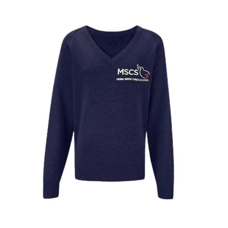Pull MSC bleu marine à col en V (26)
