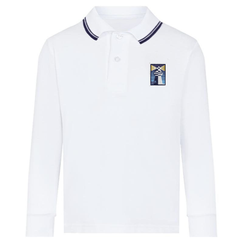 OCS White Premium Long Sleeve Polo (AS)