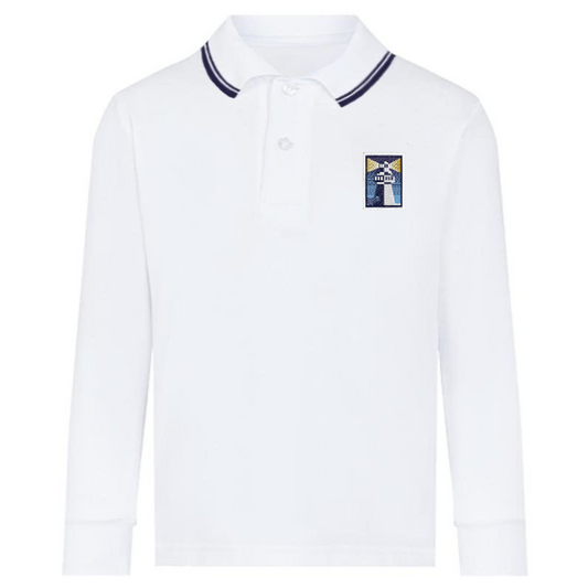 OCS White Premium Long Sleeve Polo (AM)