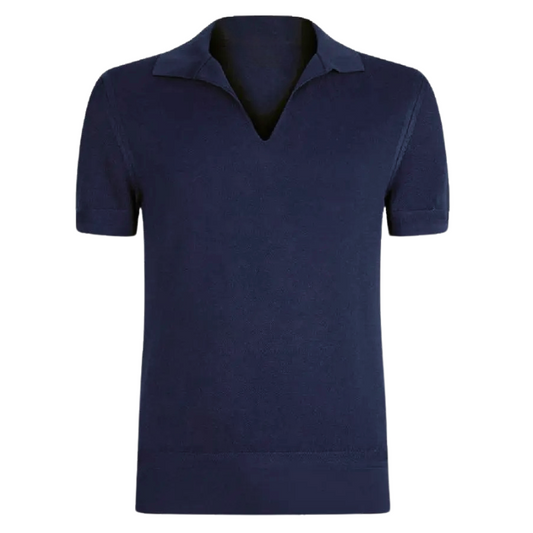 Polo bleu marine à col Johnny (AXL)