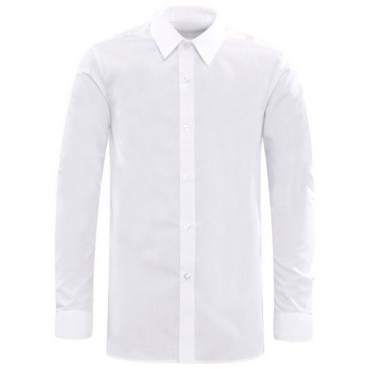 White Luxe Cotton Rich Long Sleeve Shirt - W (16.5)