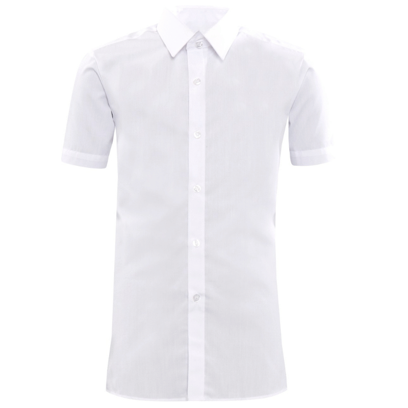 White Luxe Cotton Rich Short Sleeve Shirt (11.5)