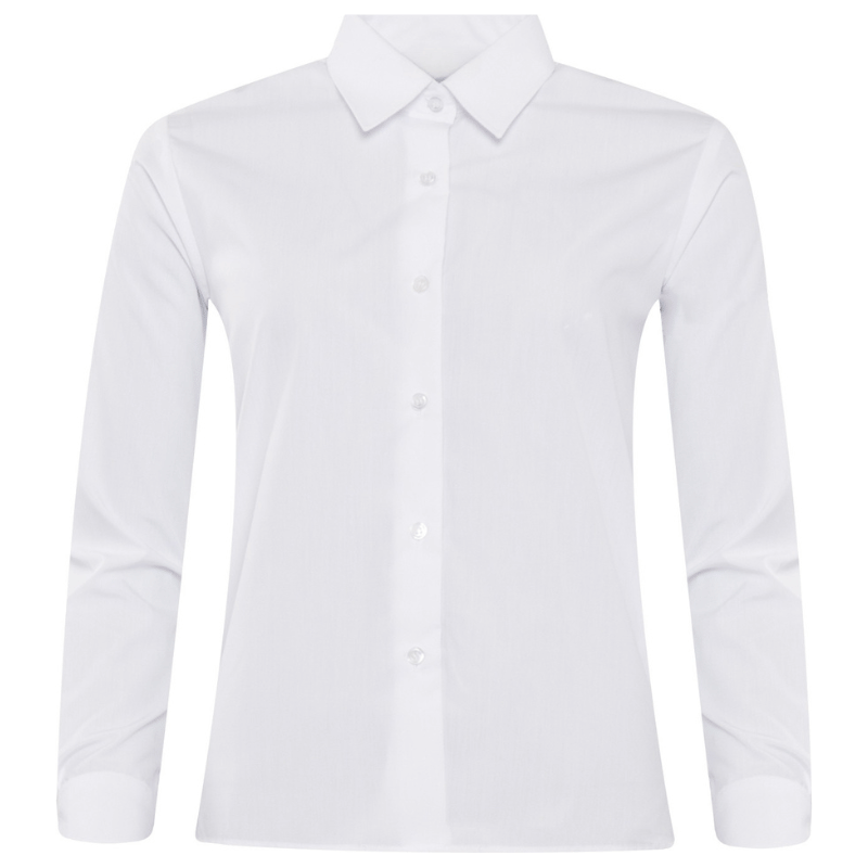 White Luxe Cotton Rich Long Sleeve Blouse - W (46)