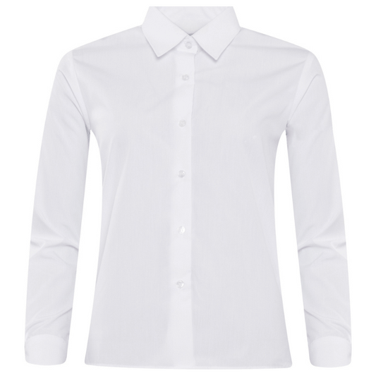 White Luxe Cotton Rich Long Sleeve Blouse - W (38)