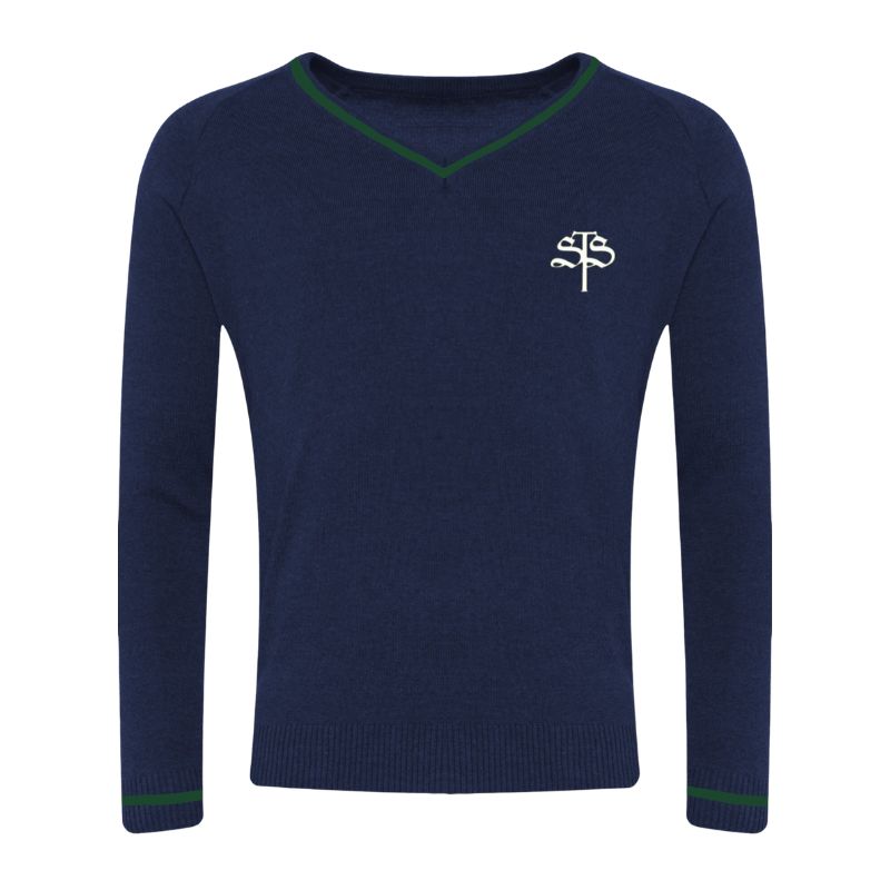 STS Navy/Green/Navy V-Neck Sweater (36)