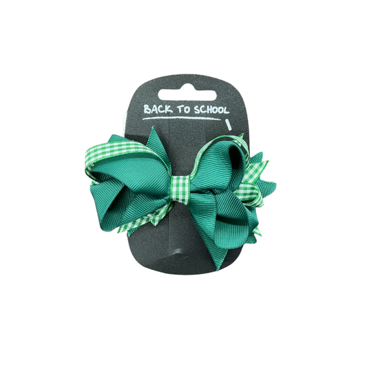 Green Gingham Bow Clip (OS)