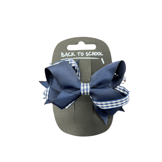 Navy Gingham Bow Clip (OS)