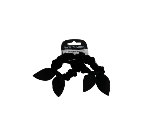 Black Two Bow Ear Scrunchies
