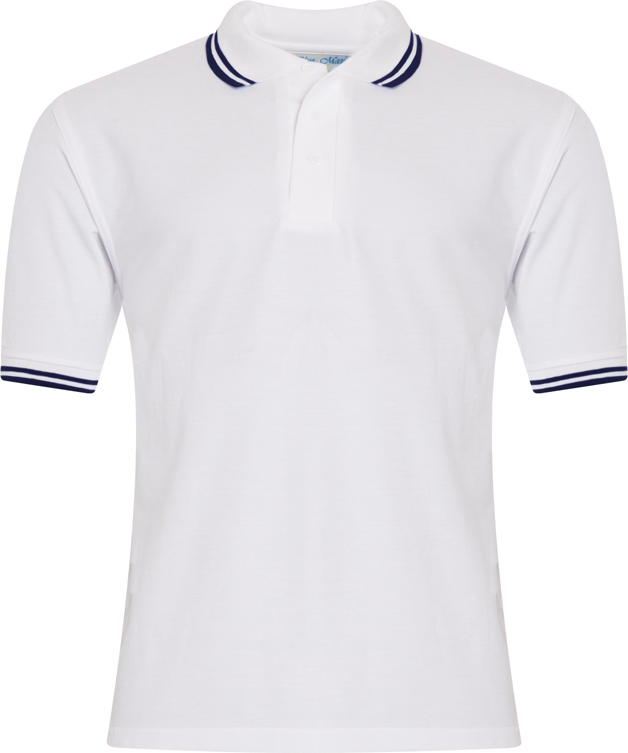 White and Navy Premium Short Sleeve Polo (5)
