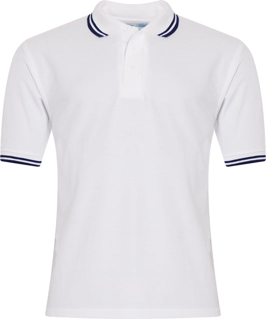 White and Navy Premium Short Sleeve Polo (1)