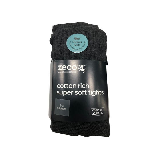 Girls Grey Tights, 2/Pack Grey (2-3)